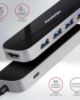 Alternative view of AXAGON AXAGON HMC-6H4A Hub 4x USB-A + HDMI PD 100W