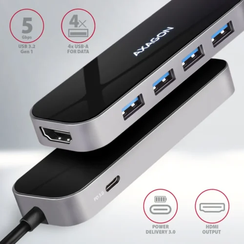 AXAGON AXAGON HMC-6H4A Hub 4x USB-A + HDMI PD 100W