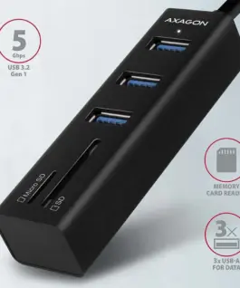 Alternative view of AXAGON AXAGON HMA-CR3A Hub 3x USB-A SD/microSD metal