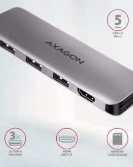 Alternative view of AXAGON AXAGON HMC-HCR3A Hub 3x USB-A SD/microSD + HDMI