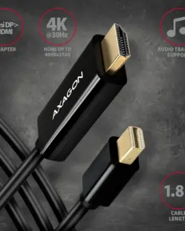 Alternative view of AXAGON AXAGON RVDM-HI14C2 cabl e 1.8m MiniDP to HDMI 4