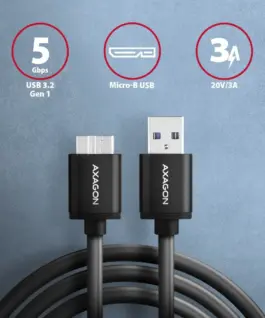 Alternative view of AXAGON AXAGON BUMM3-AM10AB cab le USB Micro-B USB-