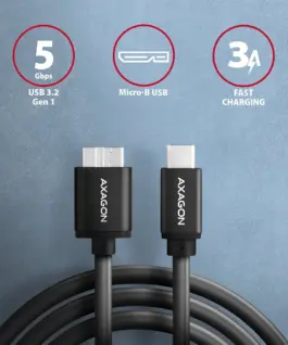 Alternative view of AXAGON AXAGON BUMM3-CM10AB cab le USB Micro-B USB-