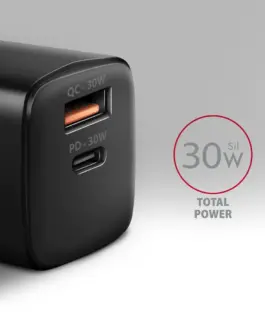 Alternative view of AXAGON AXAGON ACU-PQ30, PD&QC мрежово зарядно 30W черен