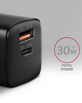 Alternative view of AXAGON AXAGON ACU-PQ30, PD&QC мрежово зарядно 30W черен