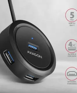 Alternative view of AXAGON AXAGON HUE-P1AL Hub 4-p ort USB 3.2 Gen 1 ROUND