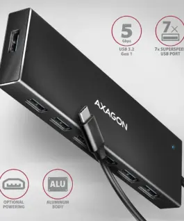 Alternative view of AXAGON AXAGON HUE-F7C Hub 7-port USB-C 3.2 Gen 1 ALU
