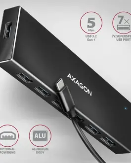 Alternative view of AXAGON AXAGON HUE-F7C Hub 7-port USB-C 3.2 Gen 1 ALU