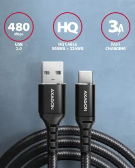 Alternative view of AXAGON AXAGON BUCM-AM20AB cabl e USB-C USB-A, 2m