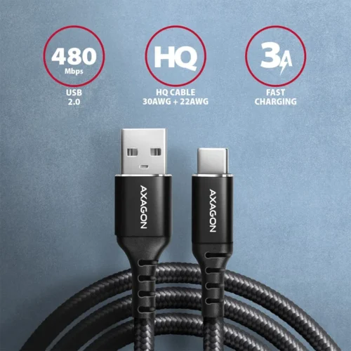 Alternative view of AXAGON AXAGON BUCM-AM20AB cabl e USB-C USB-A, 2m