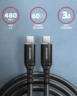 Alternative view of AXAGON AXAGON BUCM-CM10AB cabl e USB-C USB-C, 1.0m