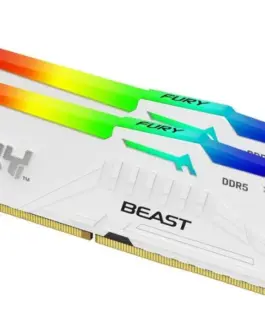 Kingston памет DDR5 Fury Beast RGB 64GB(2*32GB)/5200 CL40 бял