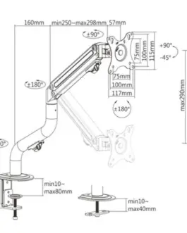 Alternative view of Gembird Adjustable desk display mounting arm (tilting), 17 inches -32 inches, up to 8 kg