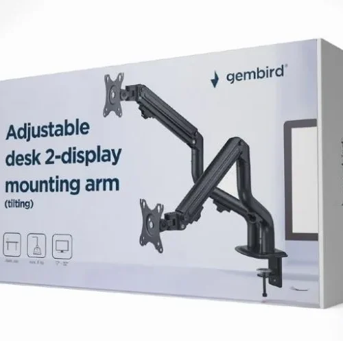Gembird Adjustable desk 2-display mounting arm