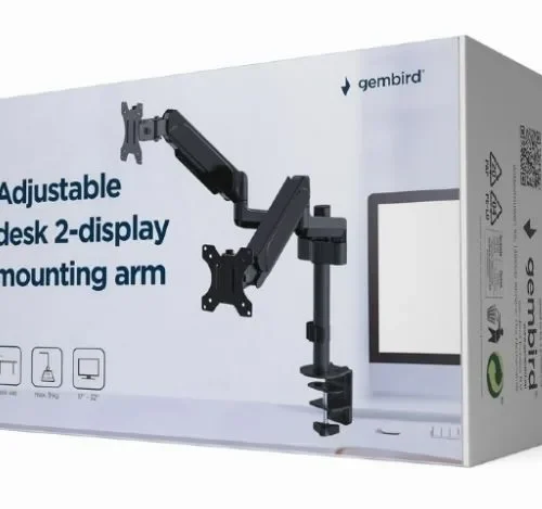 Gembird Adjustable desk 2-display mounting arm