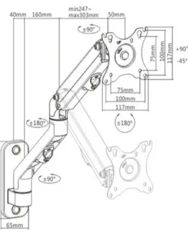 Alternative view of Gembird Adjustable wall display mounting arm, up to 27 inches/7 kg