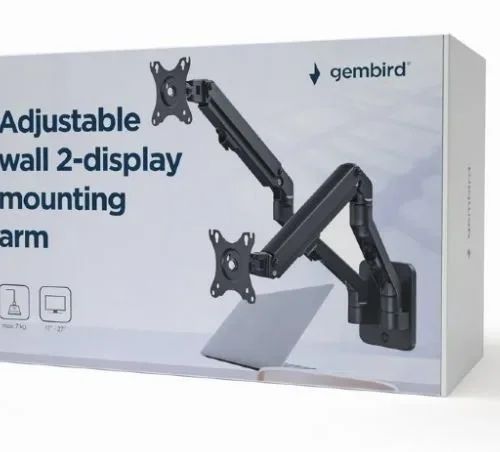 Gembird Adjustable wall 2-display mounting arm
