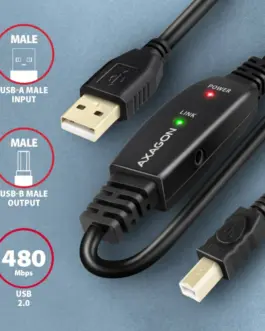 Alternative view of AXAGON AXAGON ADR-215B USB 2.0 A-M -> B-M act 15m cabl