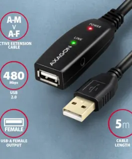 Alternative view of AXAGON AXAGON ADR-205 USB 2.0 A-M -> A-F act. 5m cabl