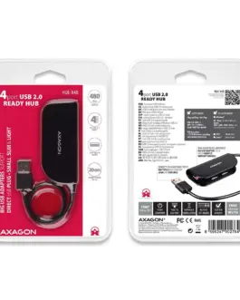 Alternative view of AXAGON AXAGON HUE-X4B Hub 4-po rt USB 2.0 черен