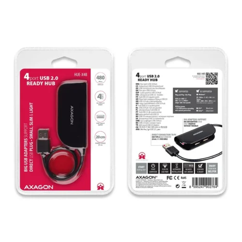 AXAGON AXAGON HUE-X4B Hub 4-po rt USB 2.0 черен