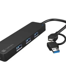 Natec USB-C 3.0 Hub 4-Port Mayfly черен + адаптер
