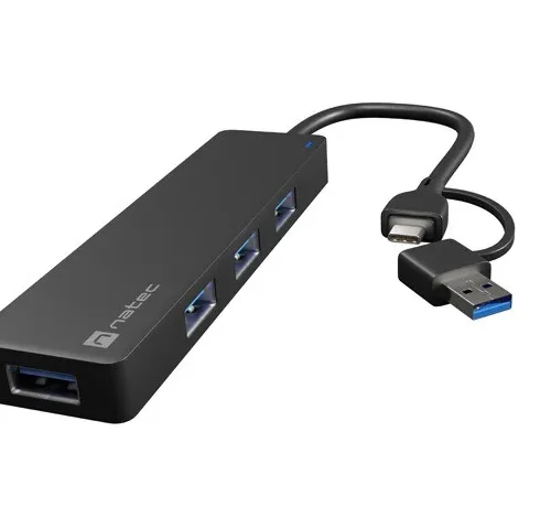 Natec USB-C 3.0 Hub 4-Port Mayfly черен + адаптер