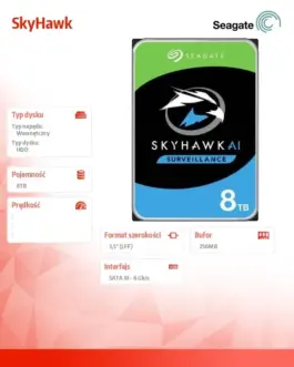 Alternative view of Seagate HDD SkyHawk 8TB 3,5 inches 256MB ST8000VX010