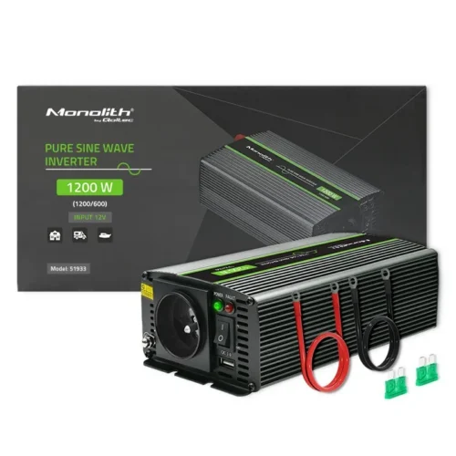 Alternative view of Qoltec Pure Sine Wave Inverter Monolith, 600W, 1200W