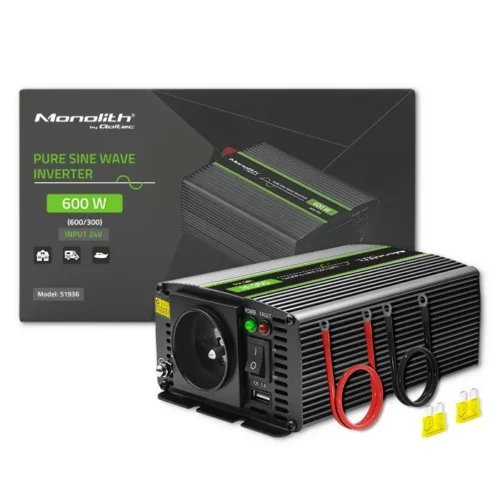 Alternative view of Qoltec Pure Sine Wave Inverter Monolith, 300W, 600W