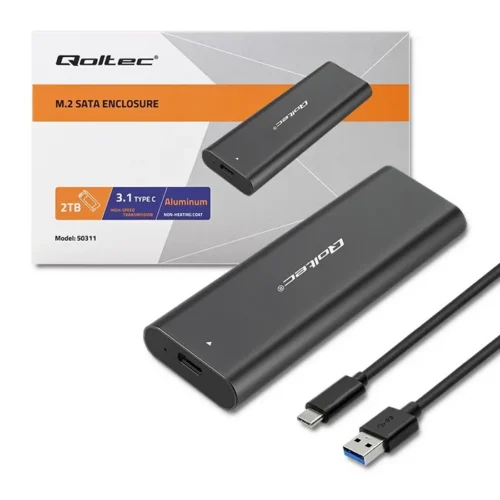 Alternative view of Qoltec Enclosure for M2 SATA SSD, NGFF, USB type C