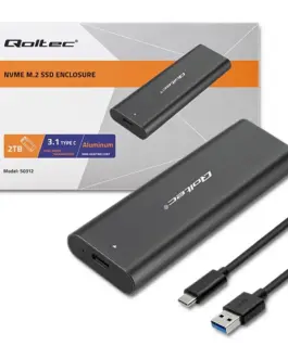 Alternative view of Qoltec Enclosure for M2 SSD, NVME, USB type C