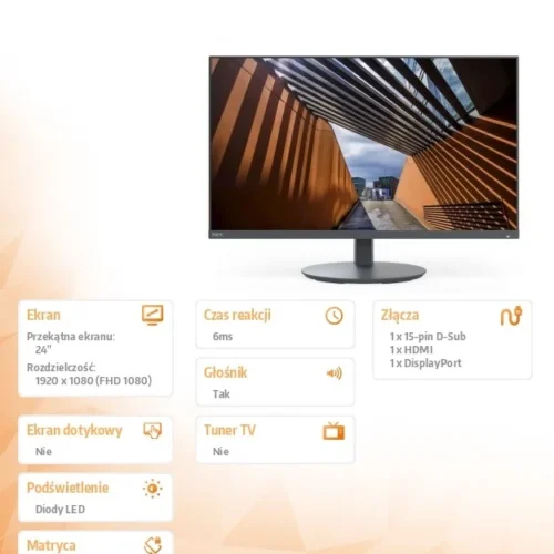 NEC Monitor MultiSync E244F 24 inch DP HDMI черен