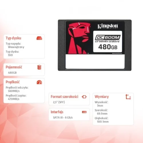 Kingston SSD drive DC600M 480GB