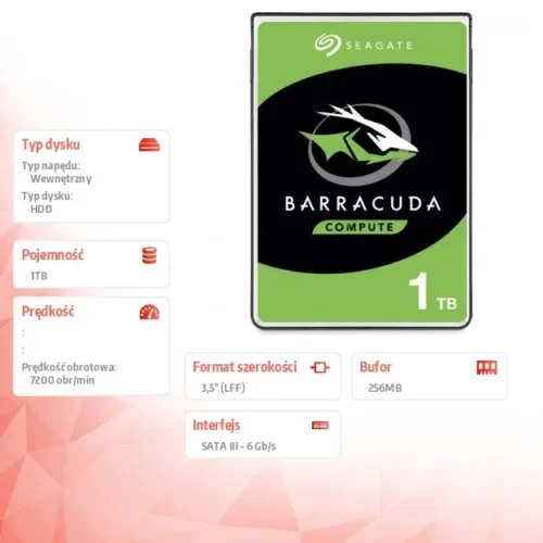 Seagate HDD Barracuda 1TB 3.5 inches 256MB ST1000DM014