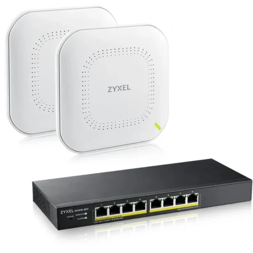 Zyxel Nebula Simplicity Starter Kit 2x WiFi 6 Access Points & 8-Port PoE Smart managed Switch NWA90AX &