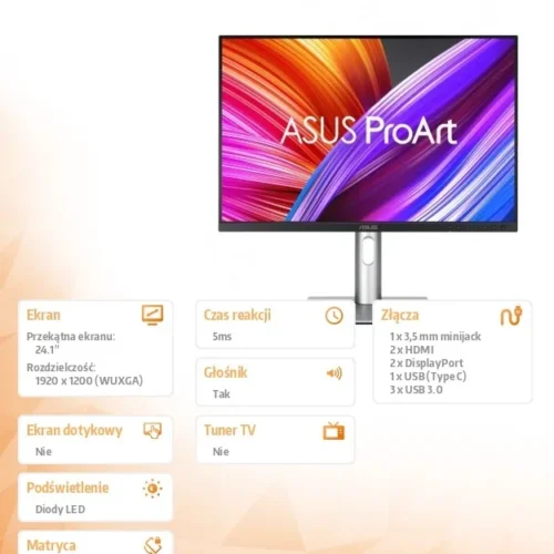 Asus Monitor 24.1 inches PA248CRV BK/5MS/EU/DP/HDMI/TYPEC/USB/speakers