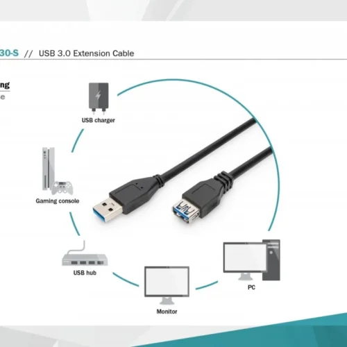 Digitus удължителен кабел USB 3.0 SuperSpeed Type USB A/USB A/Z черен 3