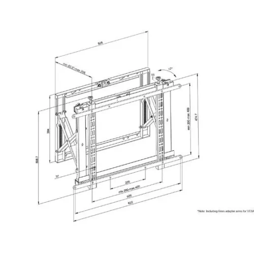 Alternative view of Neomounts Video wall mount WL95-800BL1 POP 42-70 инча 35kg 200x200-600x400