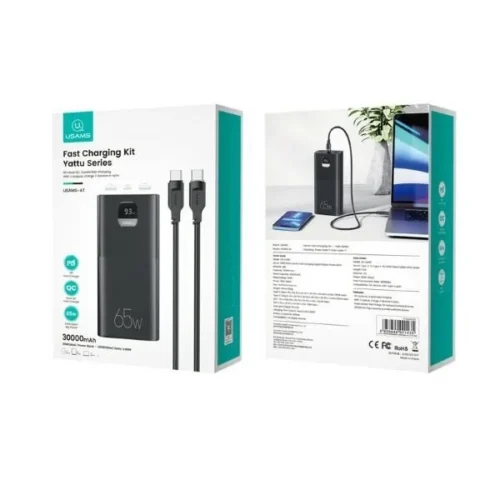 Alternative view of USAMS външна батерия 30000mAh PB68 PD + QC 3.0 Fast Charge