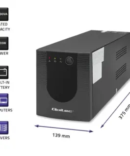 Alternative view of Qoltec Uninterruptible захранващ блок, 1200VA, 720W
