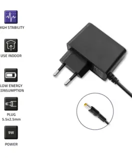 Alternative view of Qoltec Plug in захранващ блок 9W 9V, 1A, 5.5x2.5