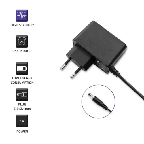 Alternative view of Qoltec Plug in захранващ блок 6W 6V, 1A, 5.5x2.1