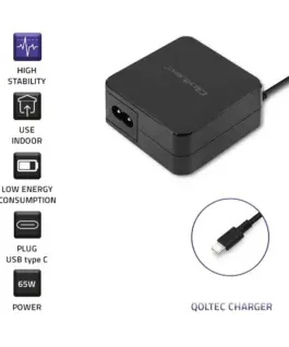 Alternative view of Qoltec зарядно 65W, 5V, 20.3V 2A 3.25A, USB type C, P