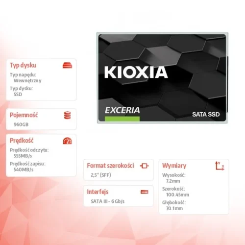 Alternative view of Kioxia SSD Exceria 960GB SATA3 550/540Mb/s