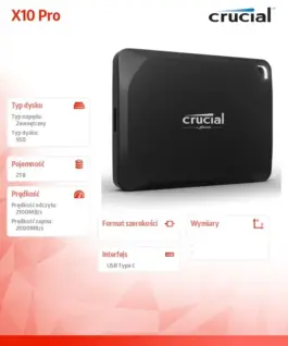 Crucial SSD drive X10 Pro 2TB USB-C 3.2 Gen2 2×2