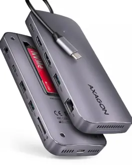 AXAGON HMC-12GM2 USB hub 12in1 10Gbps HDMI DP LAN M.2