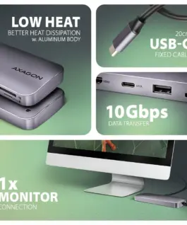 AXAGON HMC-6GM2 USB hub 6in1 10Gbps HDMI M.2 NVME PD