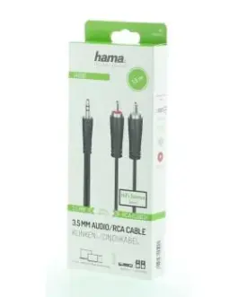 Alternative view of Аудио кабел HAMA, 3.5 mm жак - 2 x Чинч, 1.5м, Черен