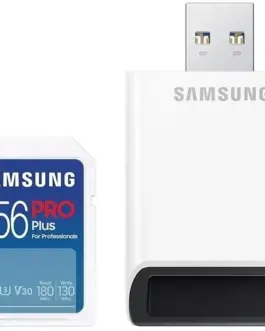 Карта памет Samsung PRO Plus SD Card 256GB USB Четец Бяла
